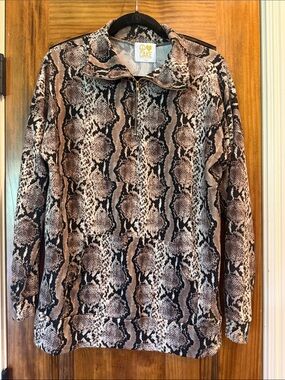 Cake Snake Print Pullover Sweater in Brown and Black
